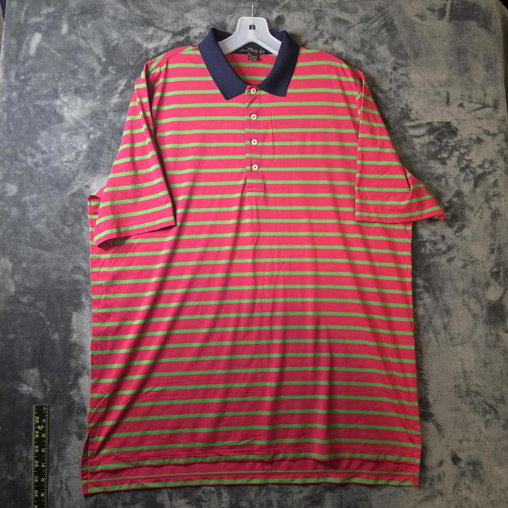 RLX Ralph Lauren Shirt Mens XL Red Green Polo Short Sleeve Golf Striped